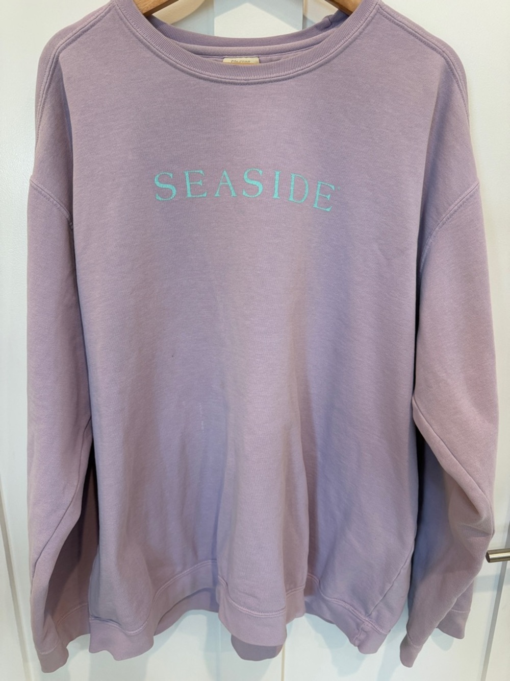 Comfort Colors Lavender Crewneck with Teal 'SEASIDE' Print